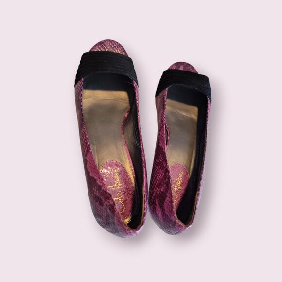 Cole Haan Air Women's Purple Snakeskin Style Peep Toe Wedge Pump Sz 10.5 B‎ - Picture 2 of 9